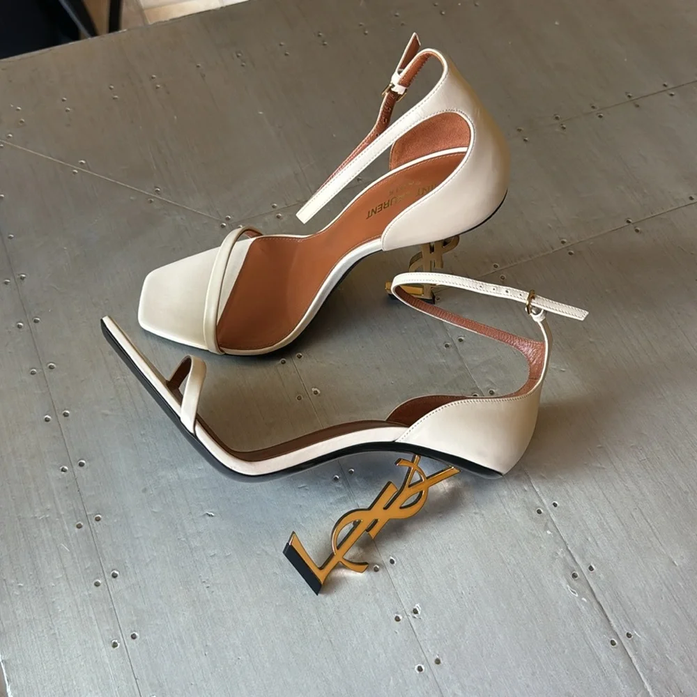 YSL Opyum sandal yves saint laurent stiletto beige gold pump 110mm sz 40 - Picture 6 of 15